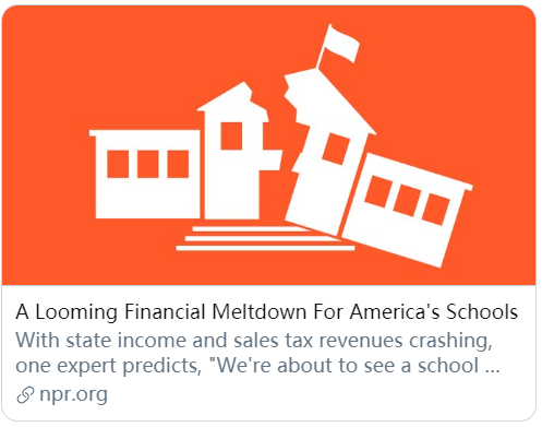 美國學(xué)校面臨財(cái)政危機(jī)。/NPR報(bào)道截圖